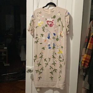 ASOS embroidered blush dress